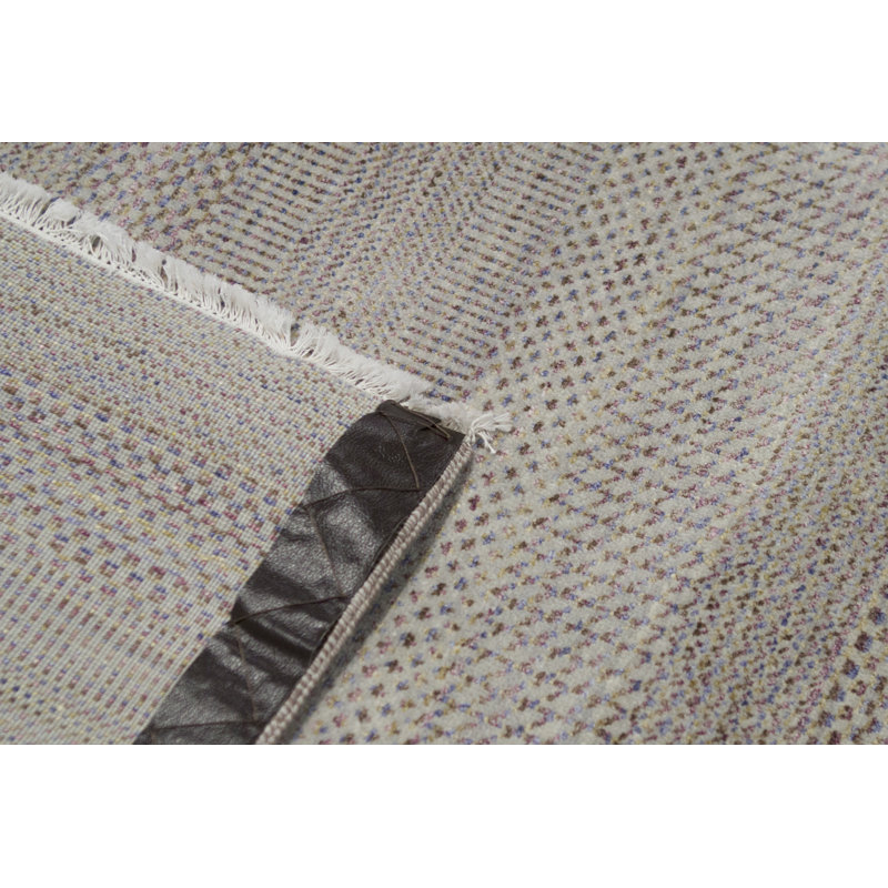 Tapis argenté et multicolore noué à la main de haute qualité
