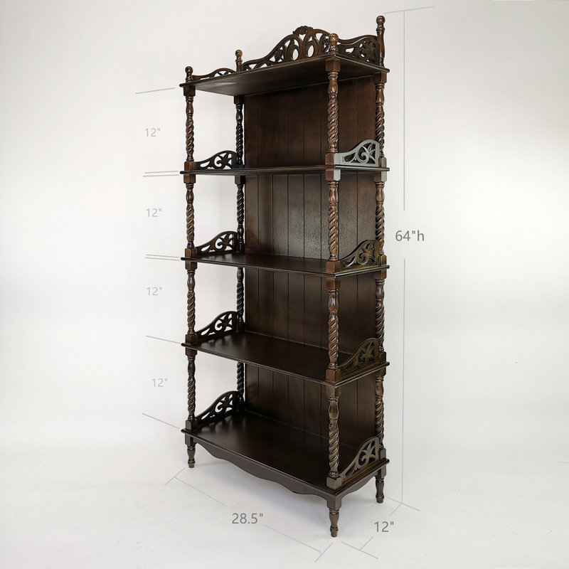 Alyscia Storage Bookcase, Dark Brown