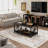 Faux Marble Top Rectangular Coffee Table With Black Metal Frame, 2 Tier Coffee Table With Storage Shelf, Rectangular Center Table For Living Room Modern Style For Living Room, Office, Balcony-922889885