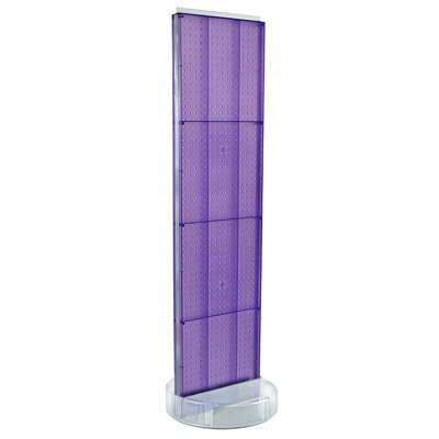 Two-Sided Pegboard Floor Display On a Revolving Round Studio Base: Spinner Rack Stand. Panel Size: 16"W x 60"H
