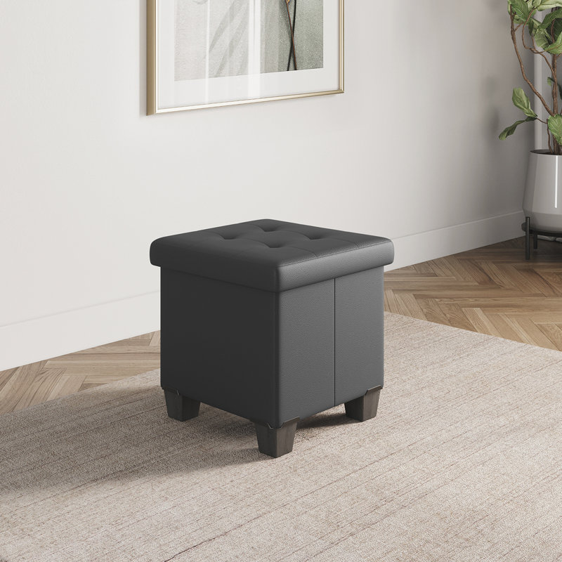 Repose-pieds en cuir Arlana, Similicuir gris, H 15 po x l 15 po x P 15 po