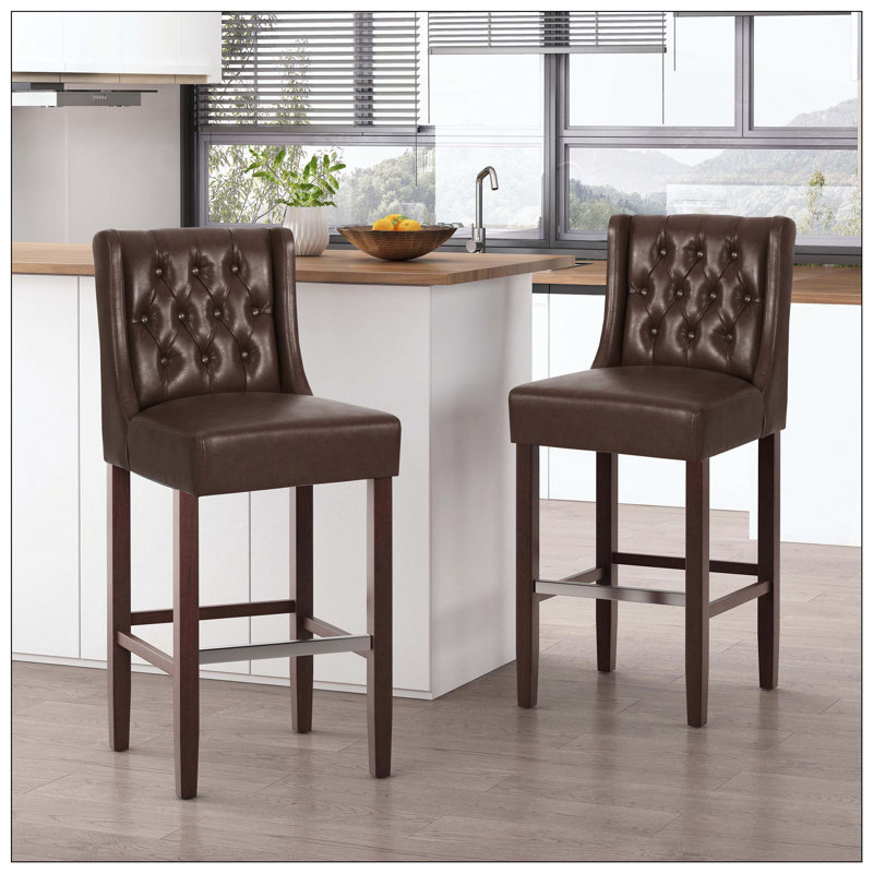 Tabouret de bar, matériau en polyuréthane, Marron foncé