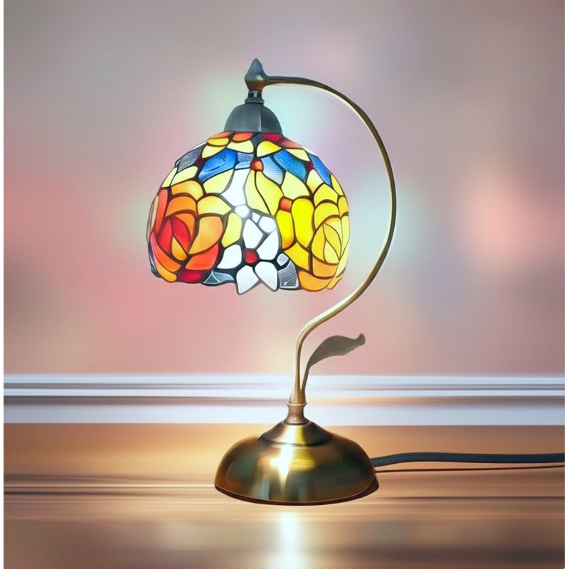 Belle lampe de chevet en mosaïque en verre coloré Tiffany