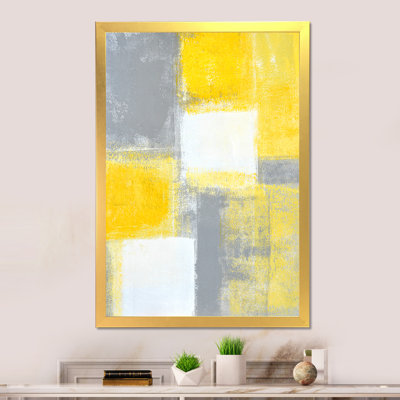 «Gray Meets Yellow Abstract Art», reproduction d'art sur toile