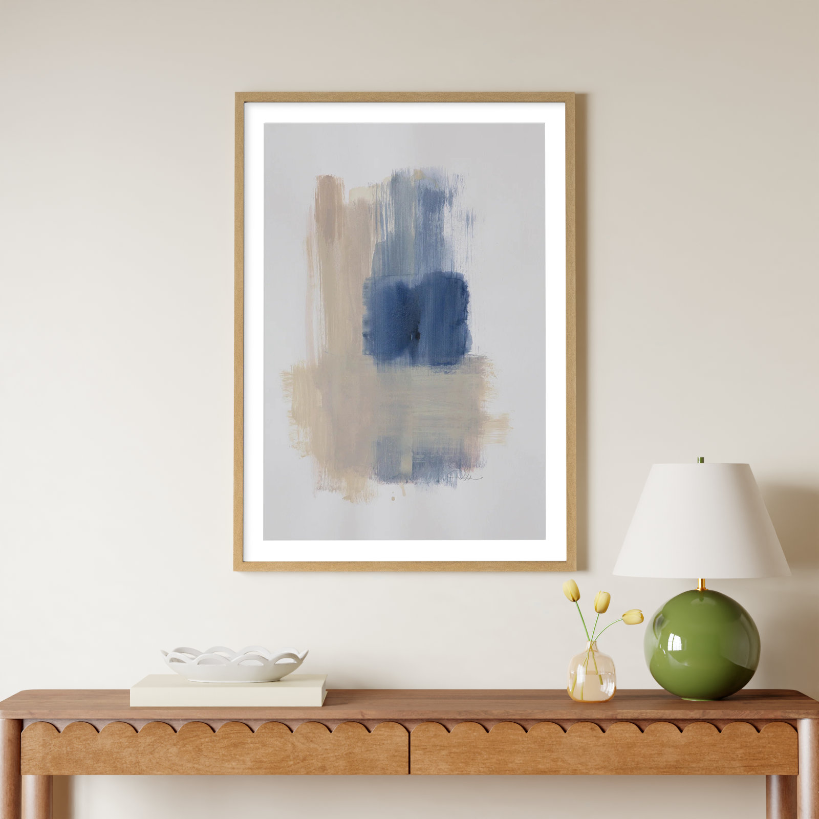 Macathurn "Powder Room Wash III" Print, 41.5" H x 29.5" W x 1.25" D, Natural Woodgrain Picture Framed