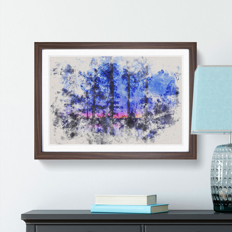 Sunset Through the Trees - Picture Frame Graphic Art Print, Walnut Framed, 62cm H x 87cm W x 2cm D