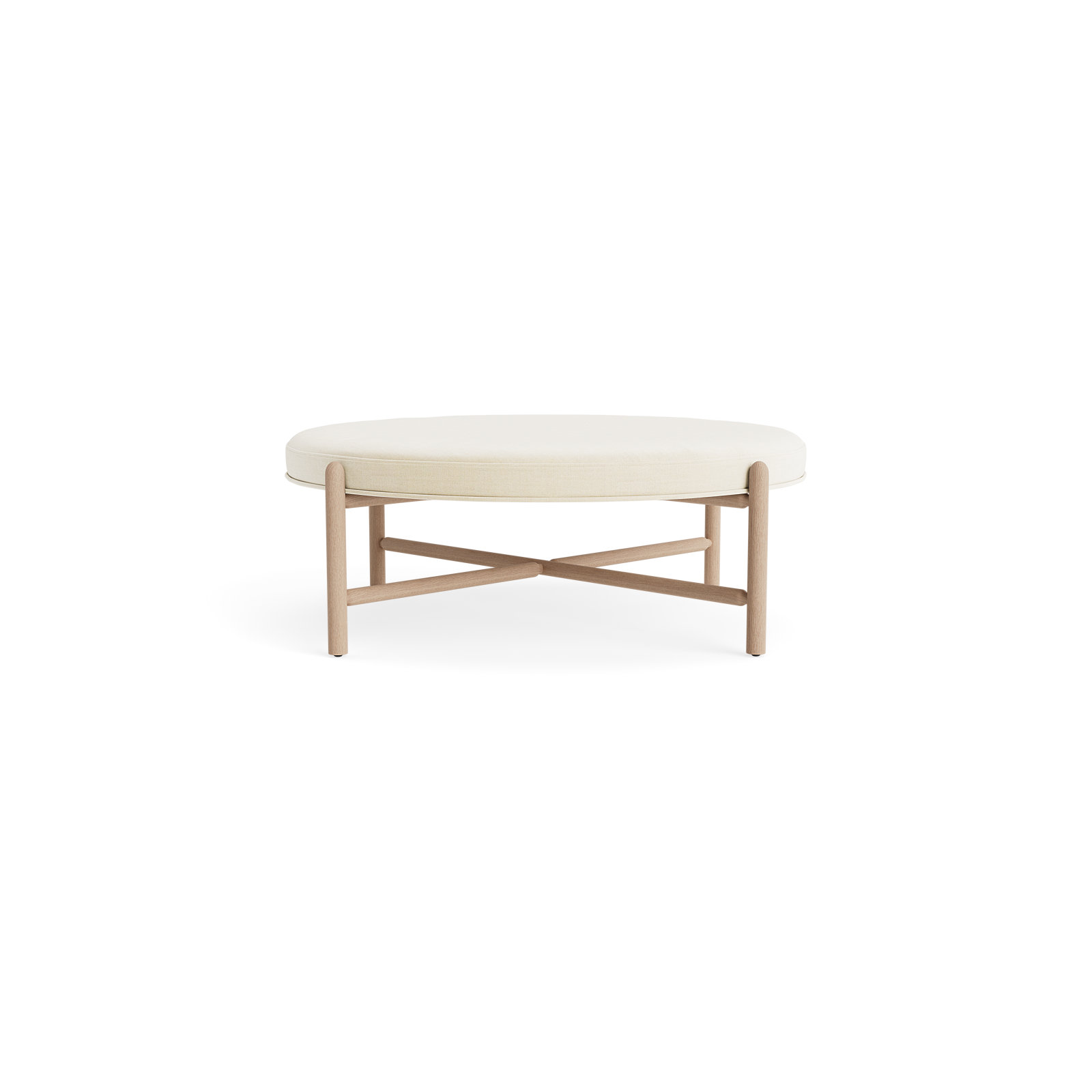 Vane 48" Round Ottoman, Cream, Oak