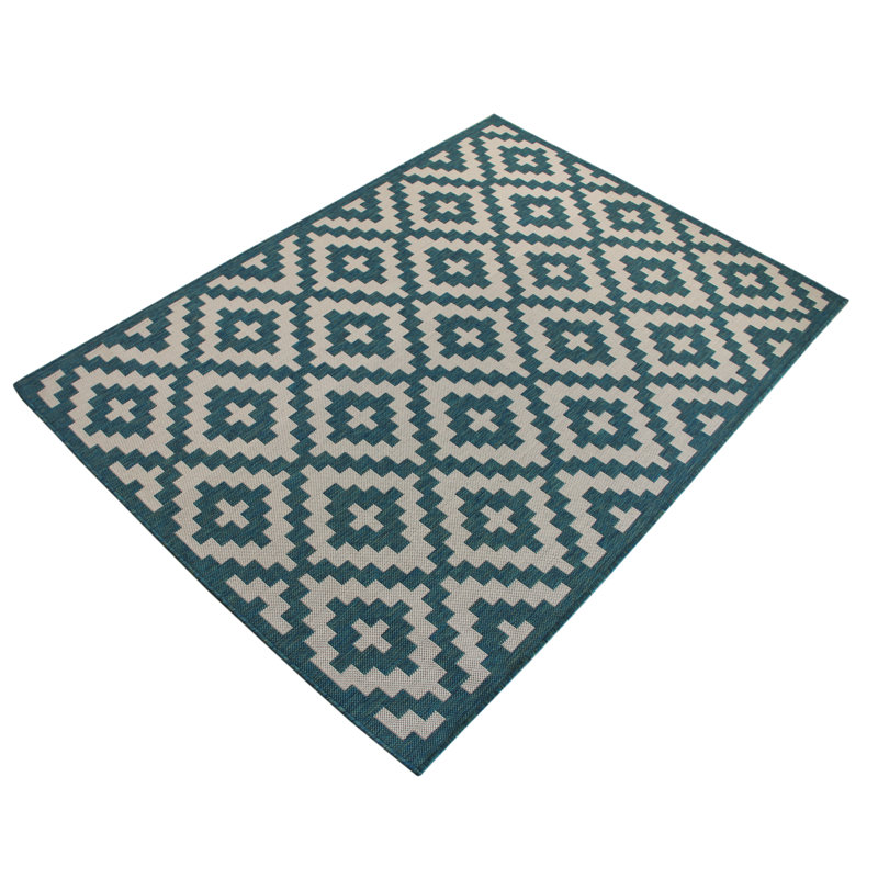 Tapis bleu sarcelle intérieur / extérieur Menefee, Rectangle 5 pi x 7 pi