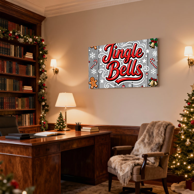 «Christmas Jingle Bells Holiday», ensemble de 3 impressions sur toile, H 24 po x l 36 po