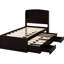 Lit plateforme simple TG avec compartiments de rangement pratiques, tête de lit à DEL et charge, rangement brun foncé, lit gigogne, 2 tiroirs, construction-1383234209