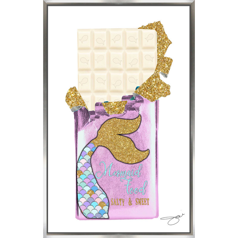 «Mermaid Chocolate Salty & Sweet 2» par By Jodi - impression, Cadre flottant argent, H 63,5 po x l 39,5 po x P 2 po