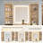 43.5" Medium Size Makeup Vanity Table Set with Mirror and Lights, Fluted Design  with 10 Drawers & 2 Transparent Glass Cabinets, Stool and Charging Station-1963439084