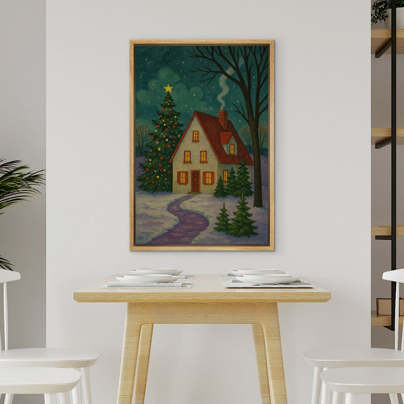 Hiver, art mural, impression sur toile encadrée, décoration de Noël, Naturel, H 36 po x l 24 po