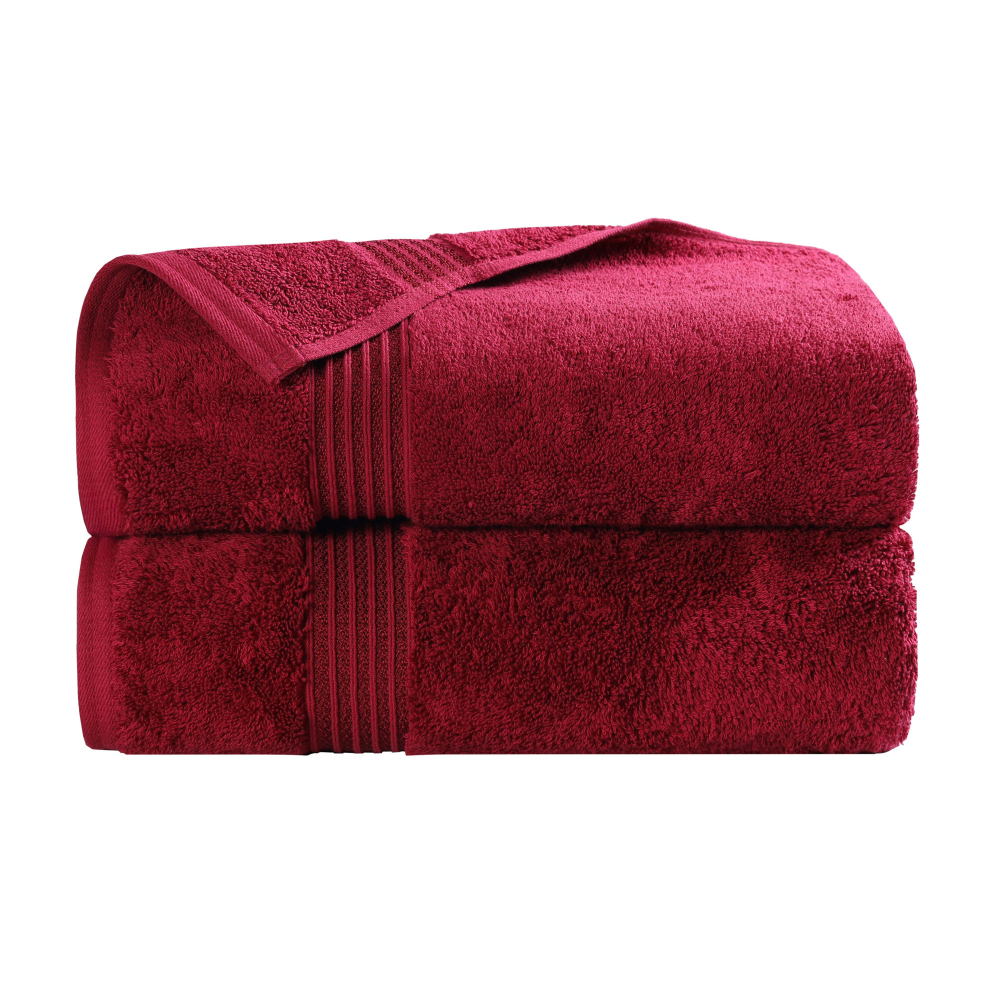 Oleg Egyptian-Quality Cotton Highly Absorbent Medium Weight Bath Sheet Set, Burgundy, Bath Towels - 2 Pack