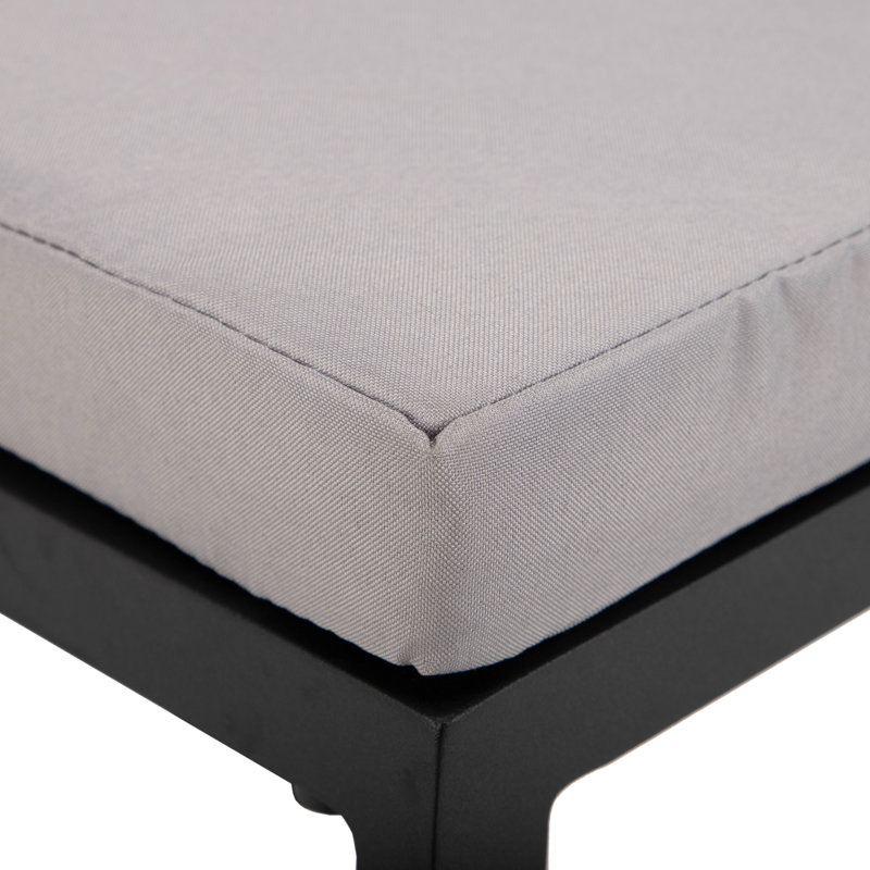 Tabouret de patio avec structure en aluminium thermolaqué et coussin amovible, collection Chelsea, Gris clair