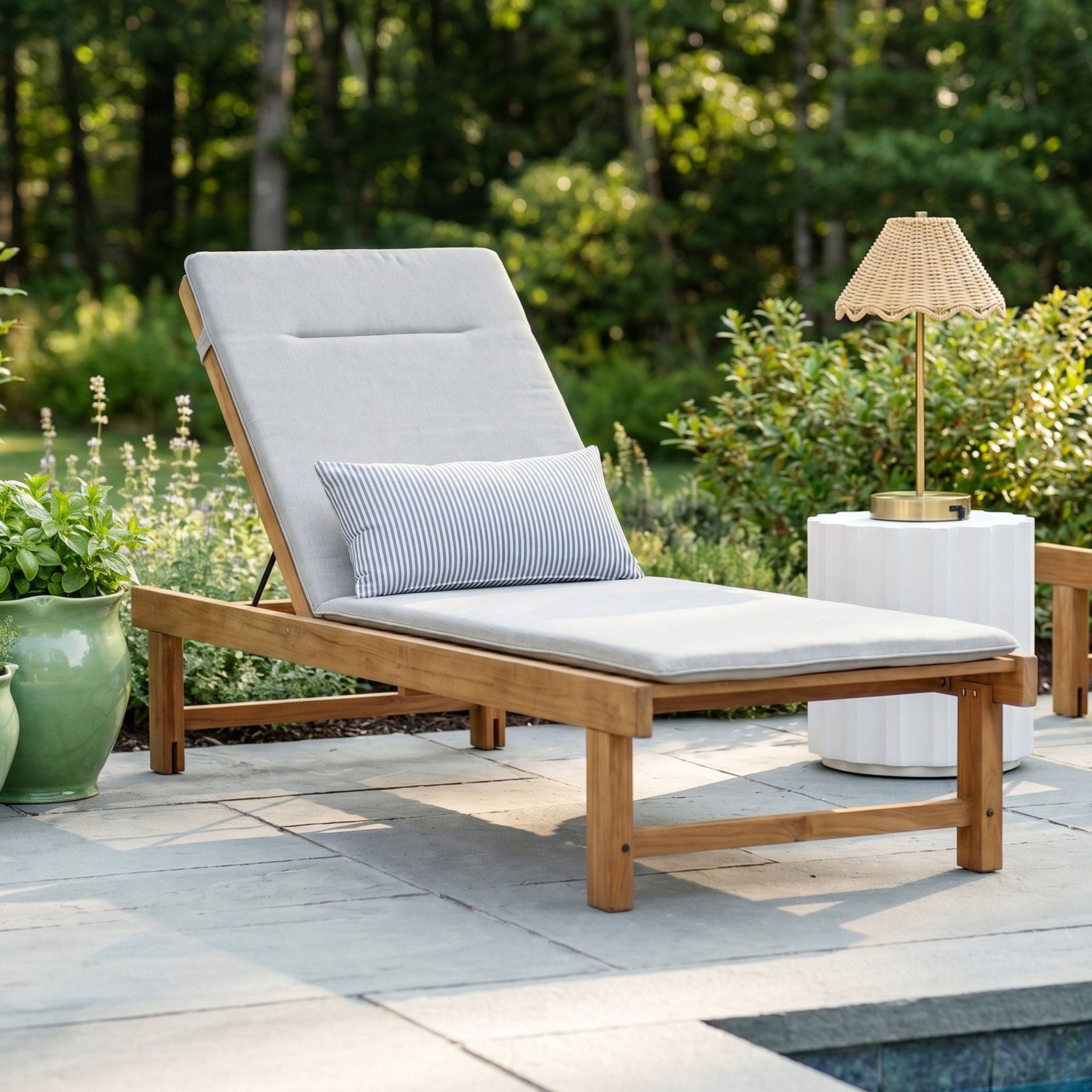 Arnoult 25" Teak Patio Chaise Lounge
