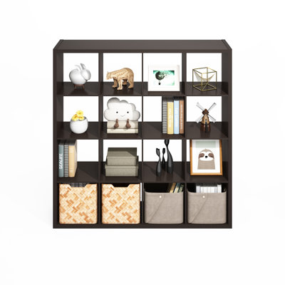 Organisateur de rangement à cube ouvert Latitude Run® Sisler, tablette debout, 16 cubes, blanc