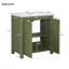 Meuble-lavabo de ferme de 30 po avec lavabo en céramique, porte à fermeture en douceur, tablette réglable, armoire de rangement olive, structure en bois moderne, conception spacieuse et surface facile à nettoyer-858667384