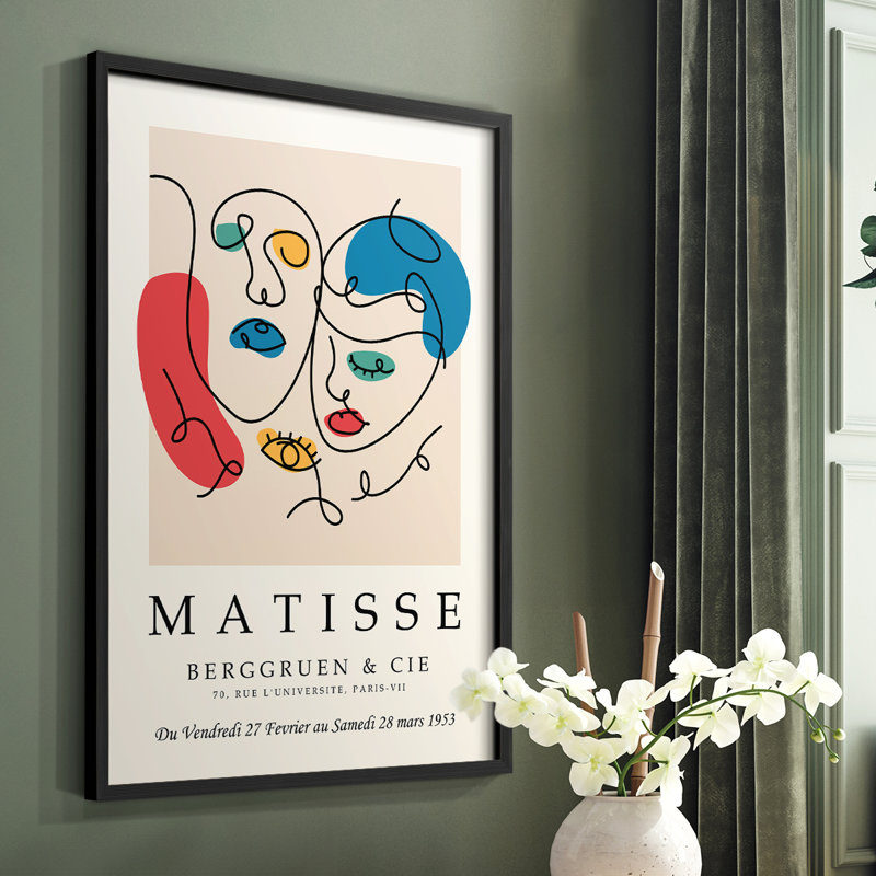 Matisse CCCXXVIII Framed Print - Solid Wood, Black, 28" H x 22" W