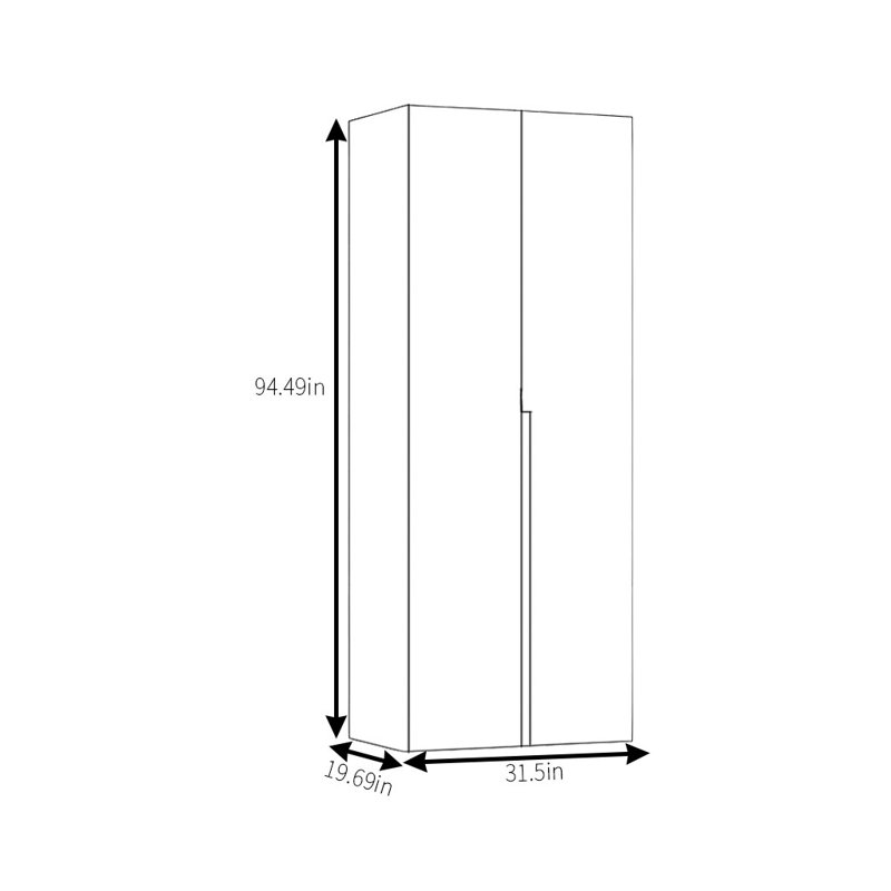 Armoire simple en noyer moderne, H 94,49 po x l 31,5 po x P 19,69 po