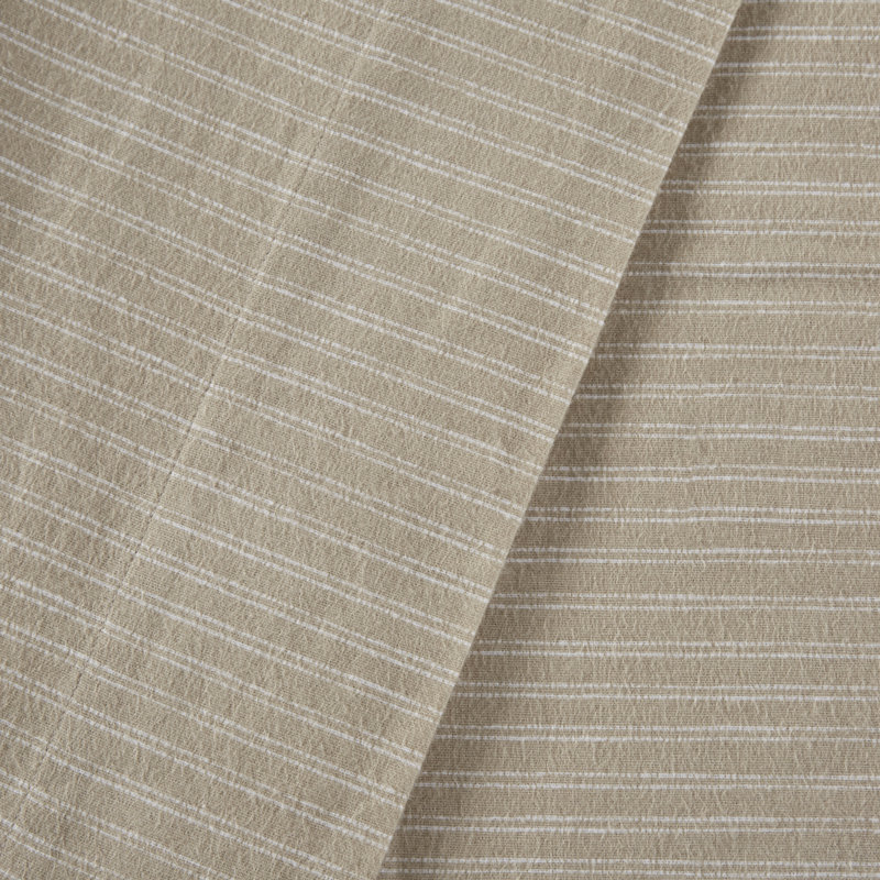 Ensemble de draps 100% coton Cozy Flannel, Ensemble de draps très grand californien avec 2 t, Rayures beiges et blanches