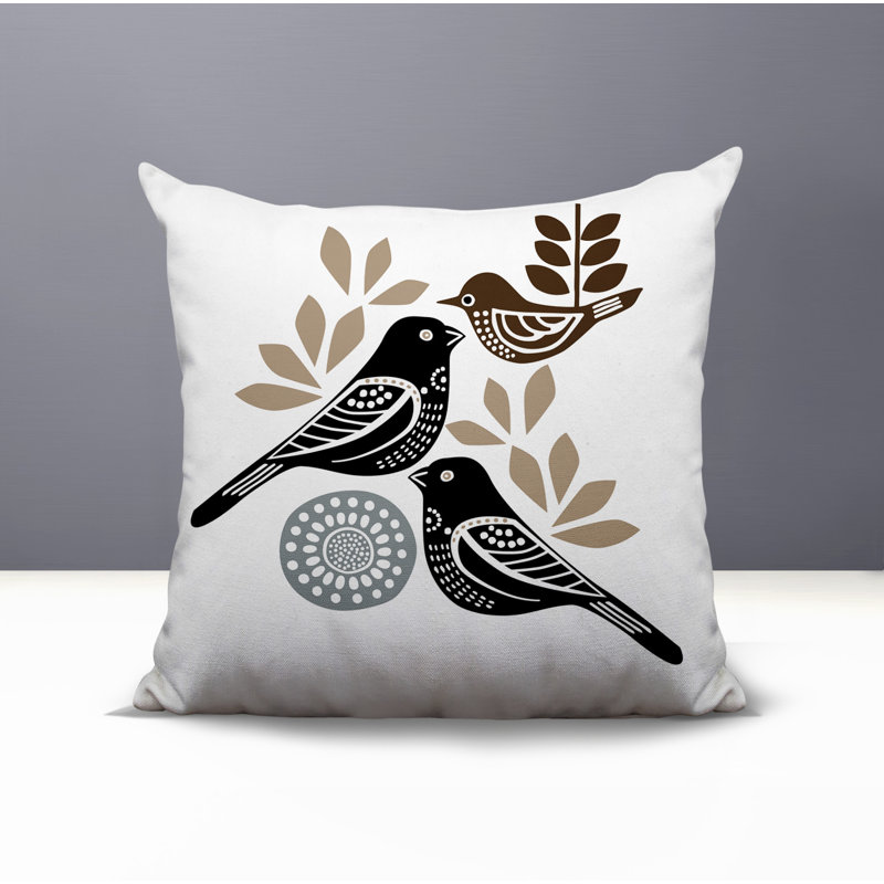 Oreiller carré réversible intérieur / extérieur Della Bird, Carré 15 po, Noir
