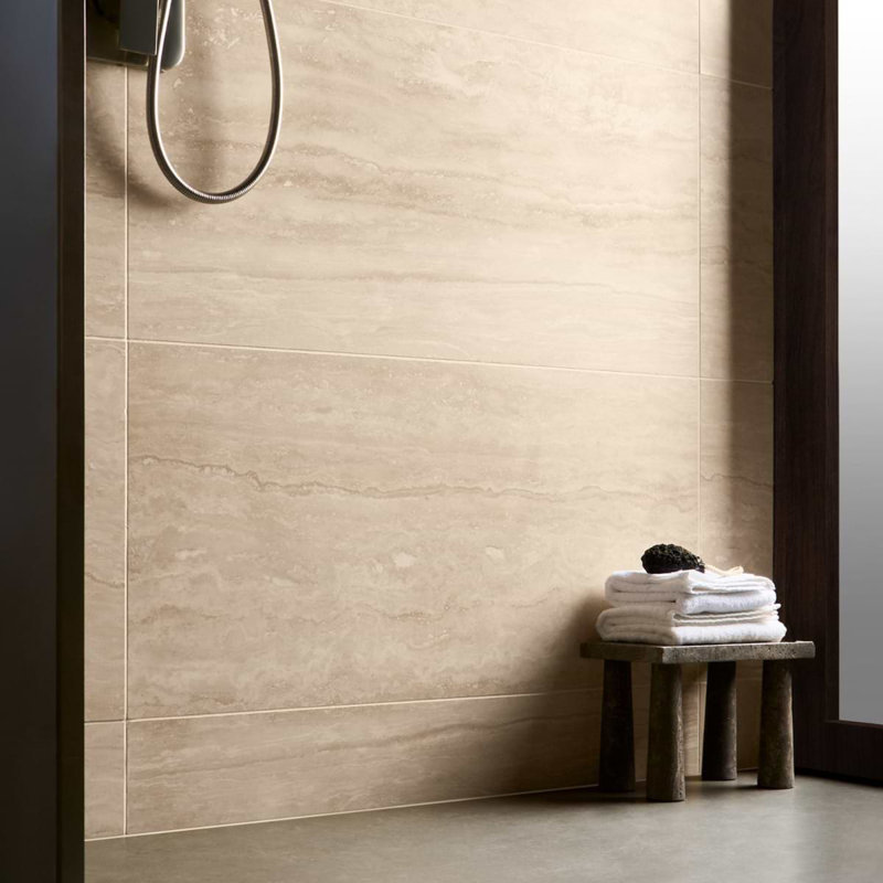 Travertine 18x36 Vein Cut Filled Honed Tile, Ivory Honed
