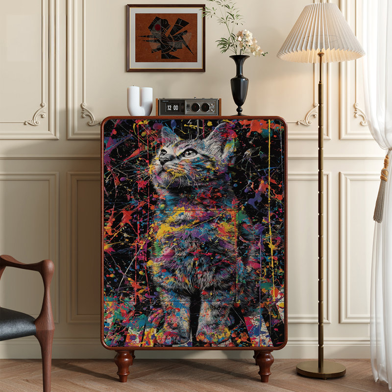 Commode 5 tiroirs Whimsical Cat Design