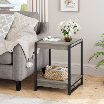 Solid Wood Top 4 Legs Square Side Table