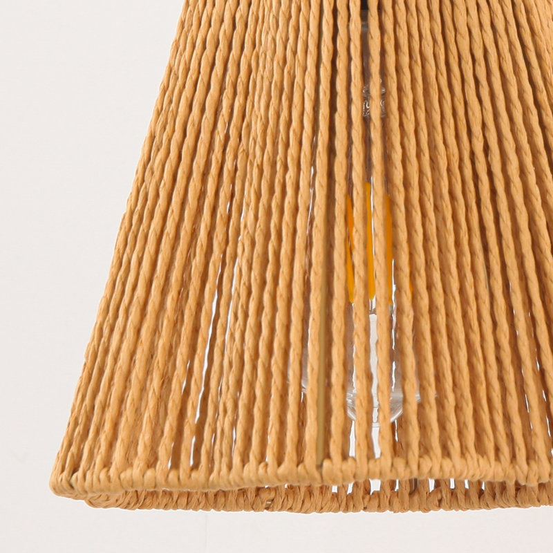 Boho Brown 1-Light Armed Wall Sconce With Woven Paper Rope Shade