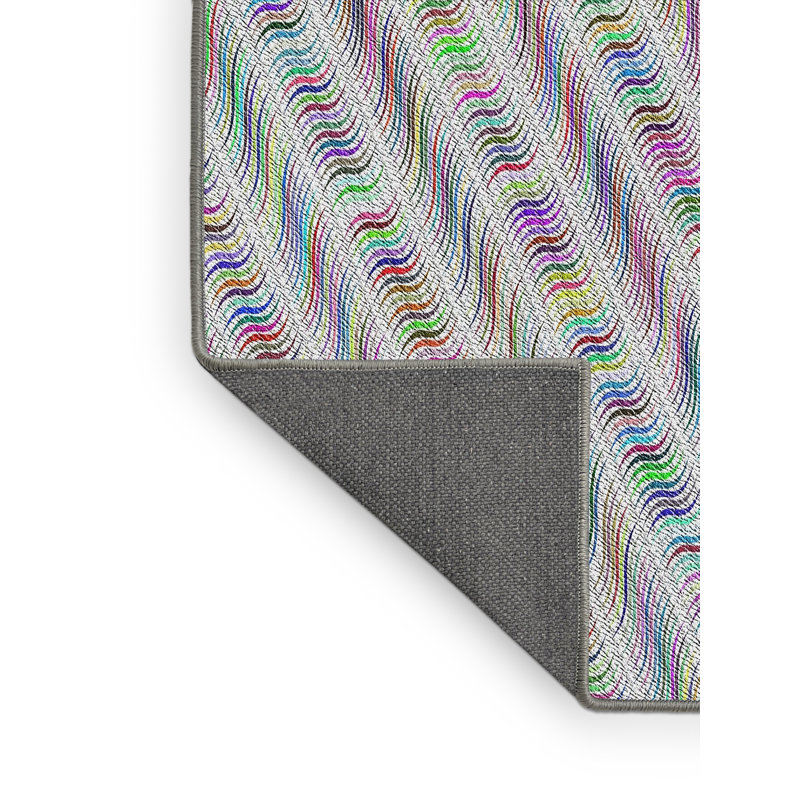 Tapis gris/vert/rouge à motifs, Rectangle 4 pi x 6 pi