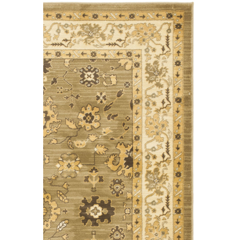Tapis vert / crème Christensen, Rectangle 4 pi x 5 pi 7 po