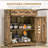 Sideboard With Solid Wood Countertop, Modern Kitchen Storage Cabinet, Coffee Bar Cabinet With 2 Drawers, Doors And Adjustable Shelf, Rustic Brown