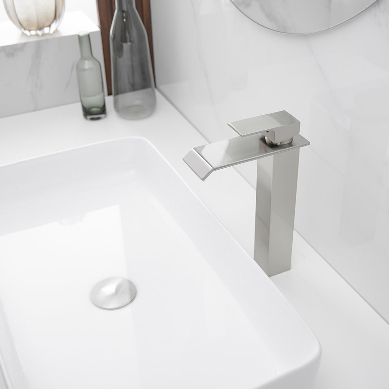 1 Single-handle Bathroom Faucet with Drain Assembly, Brushed Nickel