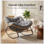 Chaise berçante surdimensionnée Papasan avec coussin épais et coussin en rotin-2044458615