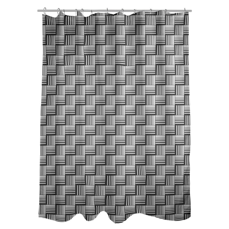 Rideau de douche simple basketweave rayures classic, Blanc