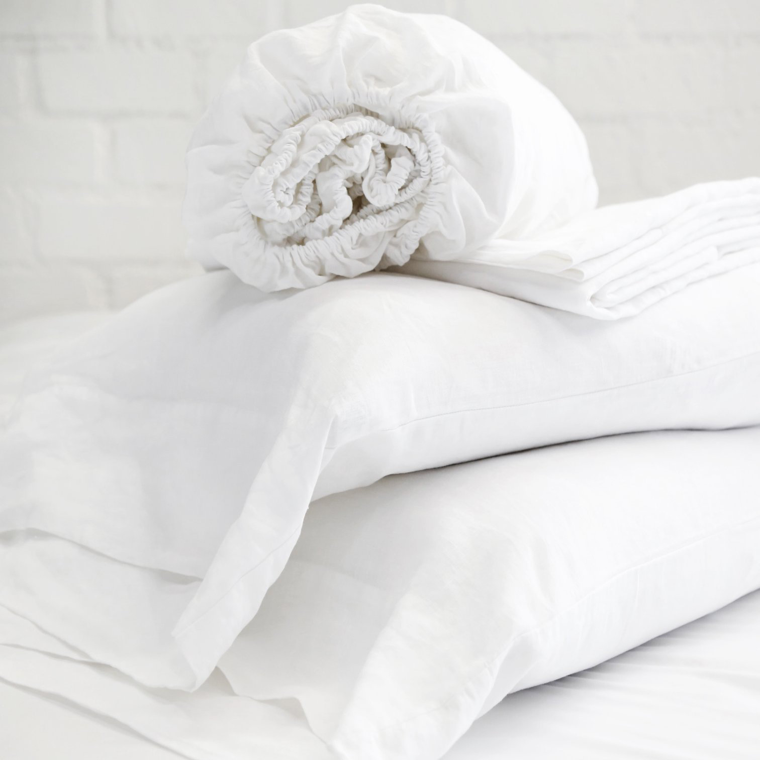 100% Linen Sheet Set, King, White