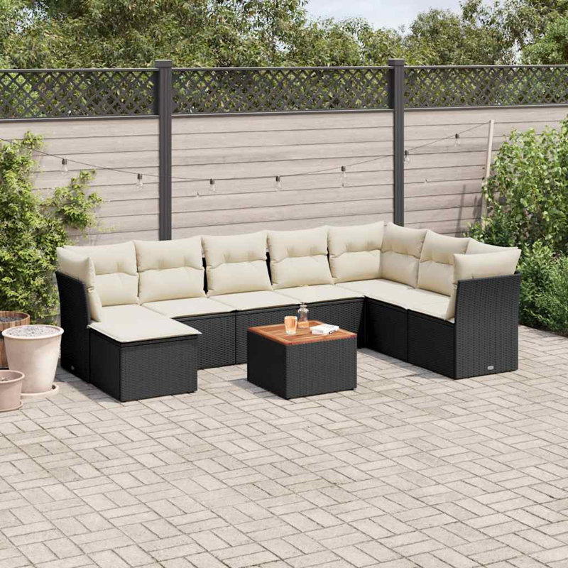 Ensemble de canapé de jardin modulaire en rotin PE noir Vidaxl