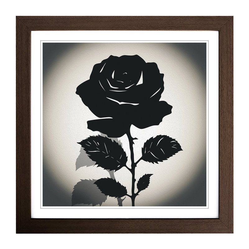 Rose Silhouette No.4 1 Piece Single Picture Frame Wall Art, Walnut