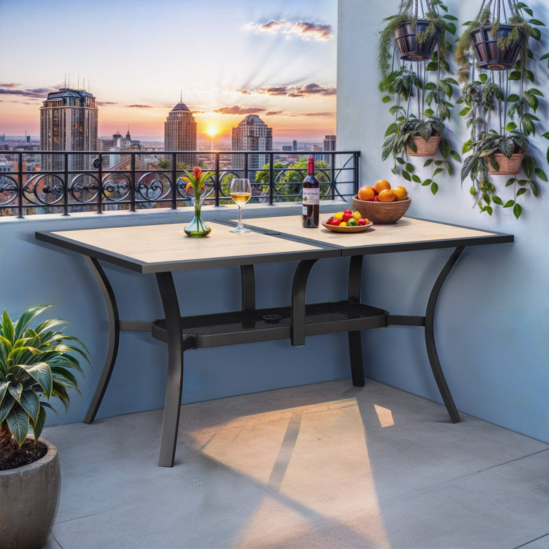 Table de salle à manger rectangulaire 59 "x38" pour l'extérieur avec trou pour parasol de patio