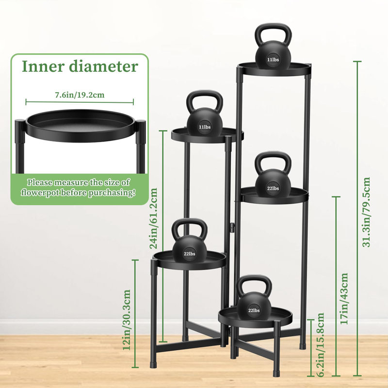 Support en métal pour plantes d'intérieur et d'extérieur