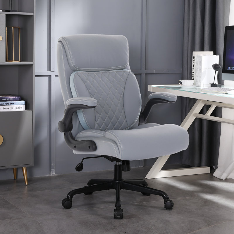 Llambrini Ergonomic Executive Chair  Faux Leather Office Chair with Headrest, Gray