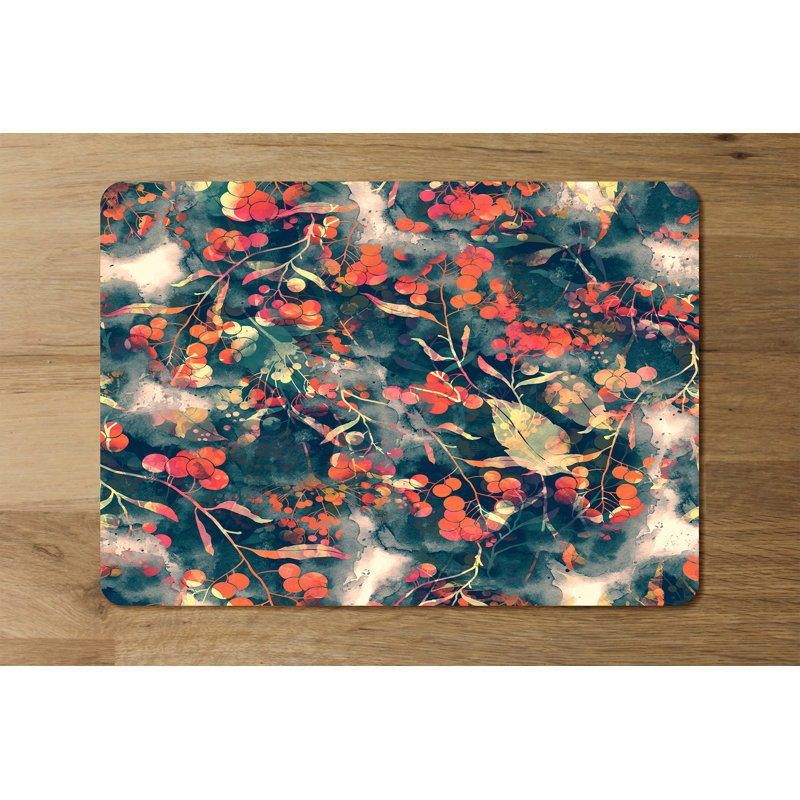Wieze Polyester-Coated Hardboard Floral Rectangle Placemat