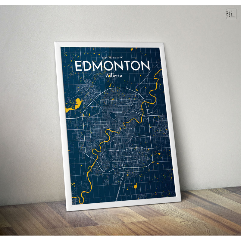 « edmonton city map », reproduction d’impression sur affiche, H 17 po x l 11 po