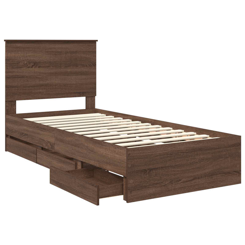 Bed, Brown Oak, Single (3')
