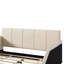 Lit tapissier pleine grandeur avec lit à la terre, lit pour mère et enfant avec bureau de chevet et petit tabouret rond, velours, beige (ANCIEN SKU: SF000111AAA)-604008688-604008702