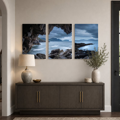 Rocky Coast Art, reproduction d'art sur toile tendue sur toile, ensemble de 3, pour salon, chambre à coucher, décoration intérieure
