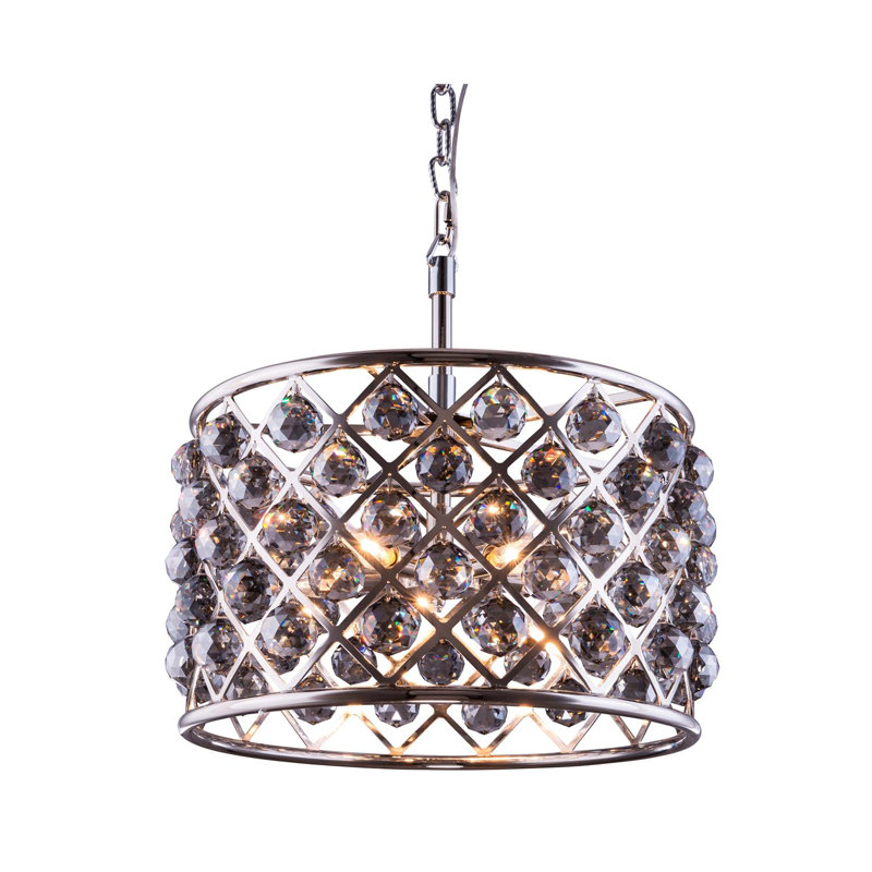 Swinney 6 - Light Dimmable Drum Chandelier, Silver Shade (Grey), Polished Nickel