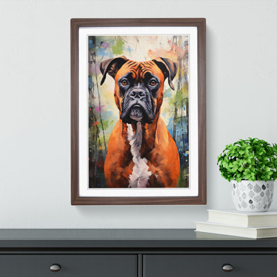 Boxer Dog Hard Edge Painting Art - Framed Print
