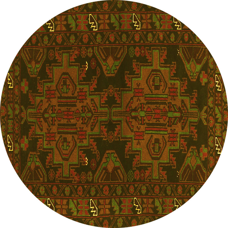 Washable Southwestern Indoor Rug, Round 6'